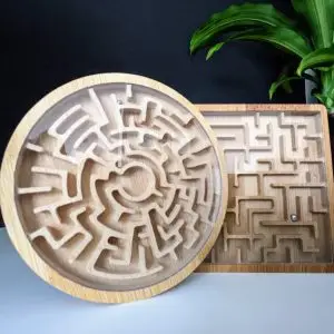 Wooden Square and Circular Labyrinth Game | Wooden Ball Game Maze | Educational Labyrinth Puzzle Toy | Intelligence Game