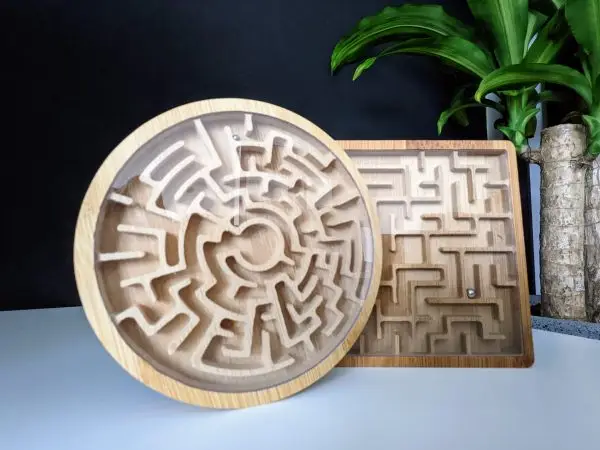 Wooden Square and Circular Labyrinth Game | Wooden Ball Game Maze | Educational Labyrinth Puzzle Toy | Intelligence Game